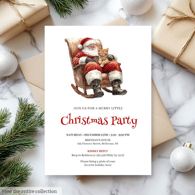 Traditional Red Green Script Font Christmas Party  Invitation (Traditional Red Green Script Font Christmas Party Invite

)