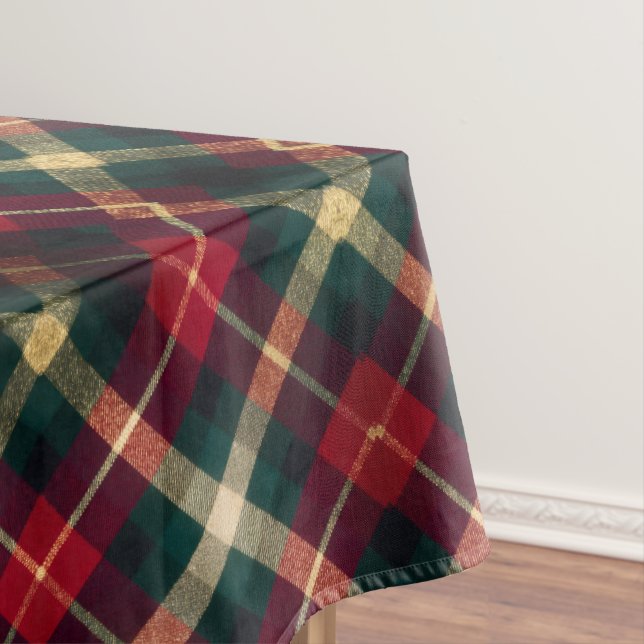  Traditional Red Green Tartan Plaid Tablecloth (In Situ)