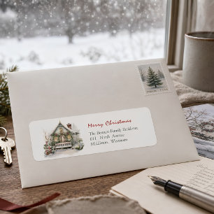 Traditional Red Green Watercolor Christmas Home