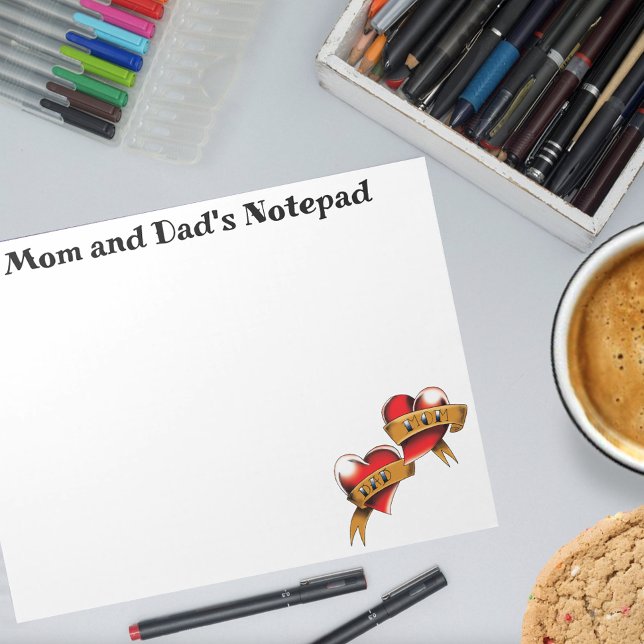 Traditional Red Heart Mum Dad Banner Tattoo Design Notepad (Creator Uploaded)