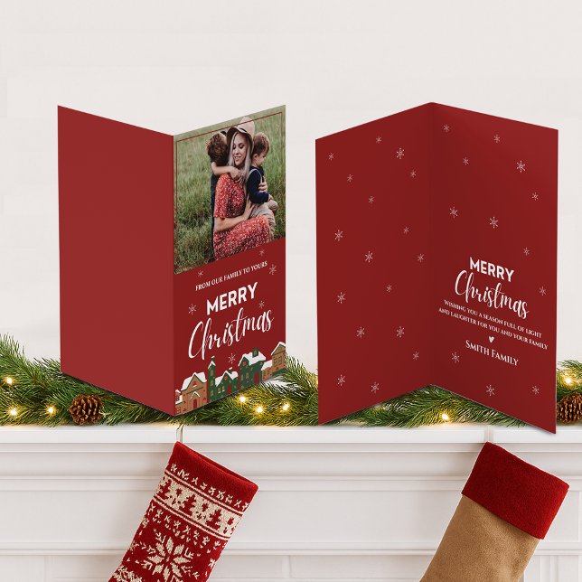 Traditional Red Photo Merry Christmas Greeting  (Traditional Red Photo Merry Christmas Greeting Card)