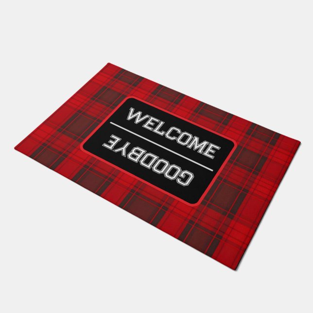 Traditional Red Plaid Tartan Modern Collection Doormat (Angled)