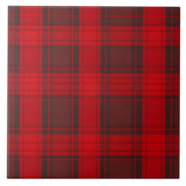 Traditional Red Plaid Tartan Modern Collection Tile (Front)