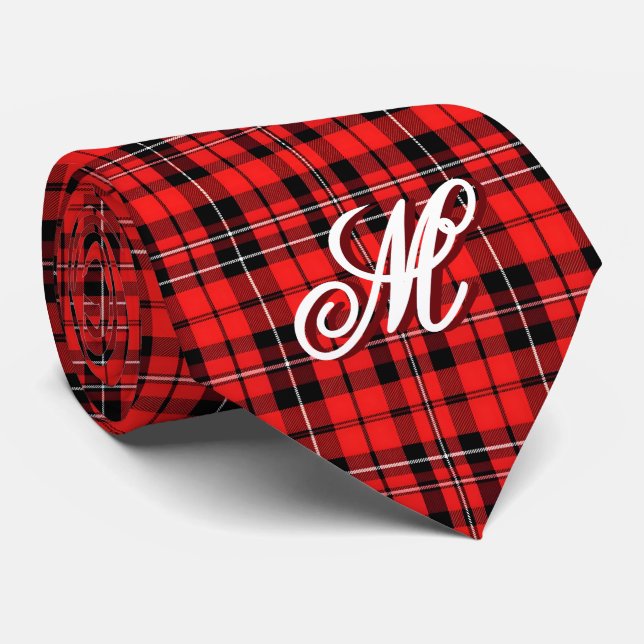 Traditional Red Plaid Tartan Popular Collection Tie (Rolled)