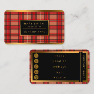 Traditional Red Plaid Tartan Trendy Collection Business Card