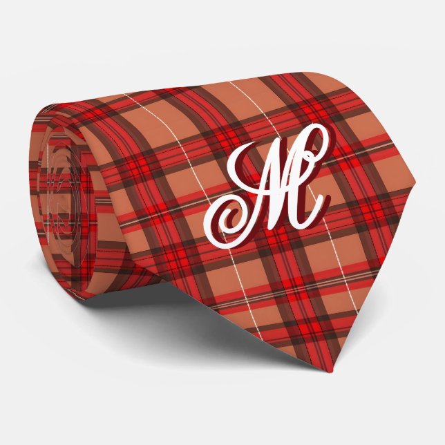 Traditional Red Plaid Tartan Trendy Collection Tie (Rolled)