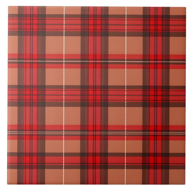 Traditional Red Plaid Tartan Trendy Collection Tile (Front)