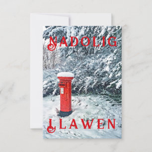 Traditional Red Postal Box and Snow on Trees
