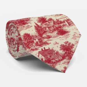 Traditional Red Toile - Pastoral & Architectural Tie