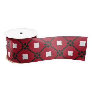Traditional Red White and Green Christmas Pattern Satin Ribbon