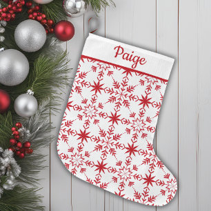 Traditional Red & White Scandinavian Pattern Large Christmas Stocking