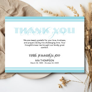Traditional Robin Egg Blue Lines Memorial Thank You Card