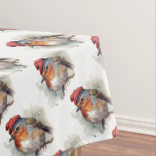 Traditional Robin Holiday Table Setting Tablecloth