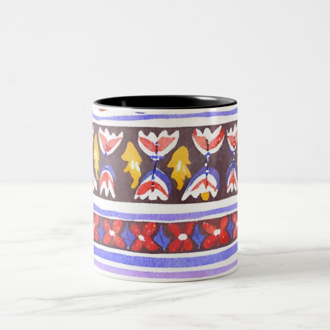 traditional Romanian decor Two-Tone Coffee Mug (Center)