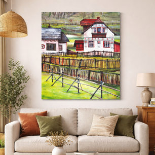 Traditional Romanian Village Hand Painted Wall Art