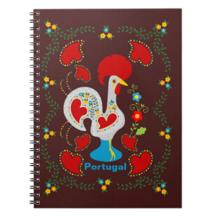 Traditional rooster of Barcelos in white Notebook