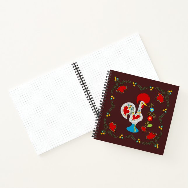 Traditional rooster of Barcelos in white Notebook (Inside)