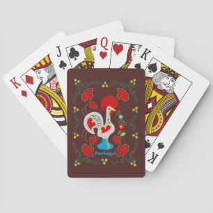Traditional rooster of Barcelos in white Playing Cards