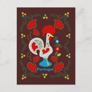 Traditional rooster of Barcelos in white Postcard