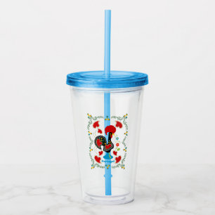 Traditional Rooster of Portugal in black Acrylic Tumbler