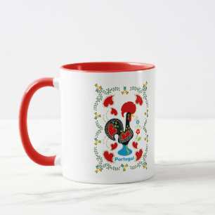 Traditional Rooster of Portugal in black Mug