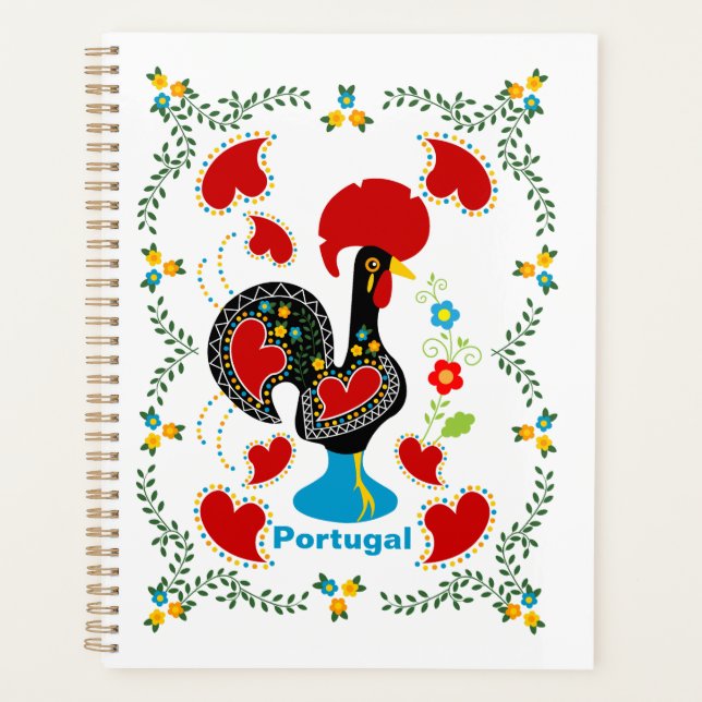Traditional Rooster of Portugal in black Planner (Front)