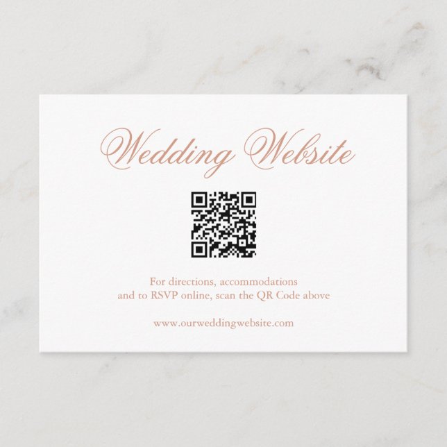 Traditional Rose Pink Formal QR Code Wedding Enclosure Card (Front)
