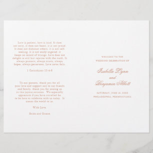 Traditional Rose Pink Formal Wedding Program