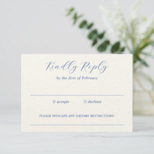Traditional Royal Blue Elegant Wedding RSVP Card