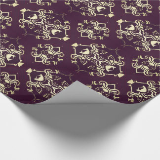 Traditional Royal Purple Gold Brocade Wrapping Paper