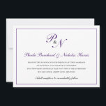 Traditional Royal Purple Monogram Formal Wedding Invitation<br><div class="desc">Traditional and classy horizontal wedding invitation featuring a simple design with your two initial monogram and your names in an elegant royal purple calligraphy inside of a thin border.  The backside is solid purple.  This classic design is perfect for a formal wedding in the fall / autumn.</div>