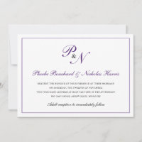 Traditional Royal Purple Monogram Formal Wedding