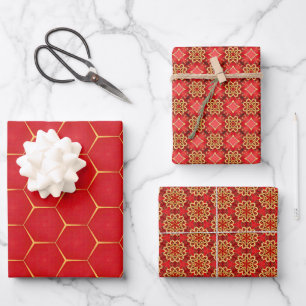 Traditional Royal Red & Gold  Wrapping Paper Sheet