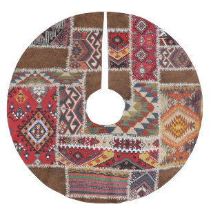 Traditional Rug Patchwork: Decorative Carpet Décor Brushed Polyester Tree Skirt