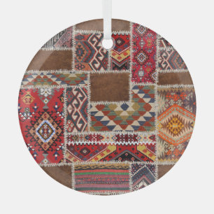 Traditional Rug Patchwork: Decorative Carpet Décor Glass Tree Decoration