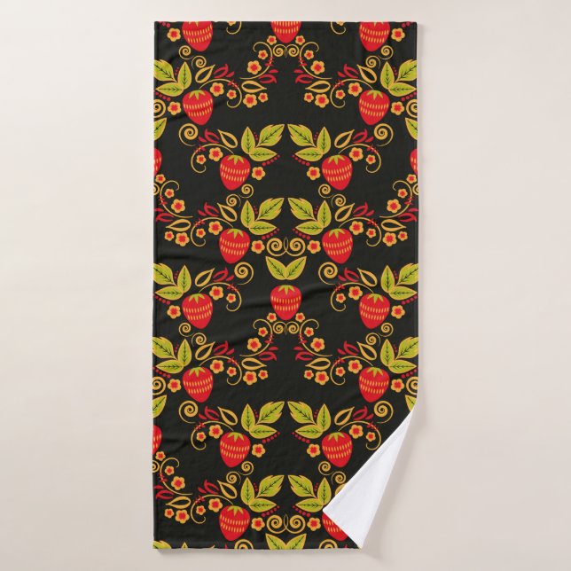 Traditional Russian seamless pattern with berries  Bath Towel (Bath Towel)