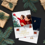 Traditional Rustic 1 photo Winter Merry Christmas Holiday Card<br><div class="desc">Traditional Rustic 1 photo Navy Red Winter Merry Christmas</div>