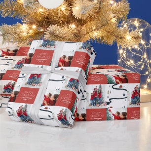 Traditional Rustic 2 photo Winter Merry Christmas Wrapping Paper