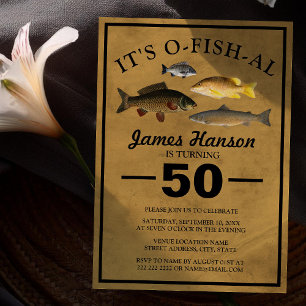 Traditional Rustic Fishing   50th Birthday Invitation