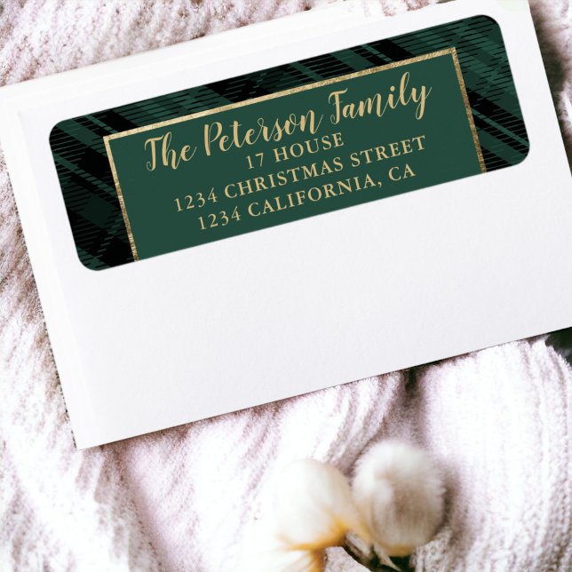 Traditional Rustic Green and Gold Plaid Christmas (Traditional Rustic Green and Gold Plaid Christmas Label)