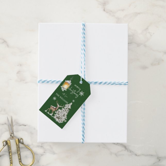 Traditional Rustic  Merry Christmas Gift Tags (With Twine)