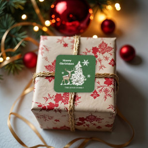 Traditional Rustic  Merry Christmas Square Sticker