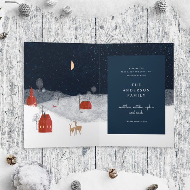 Traditional Rustic Navy Red Winter Merry Christmas Holiday Card (Creator Uploaded)