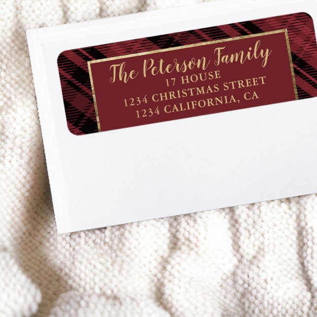 Traditional Rustic Red and Gold Plaid Christmas (Traditional Rustic Red and Gold Plaid Christmas Label)