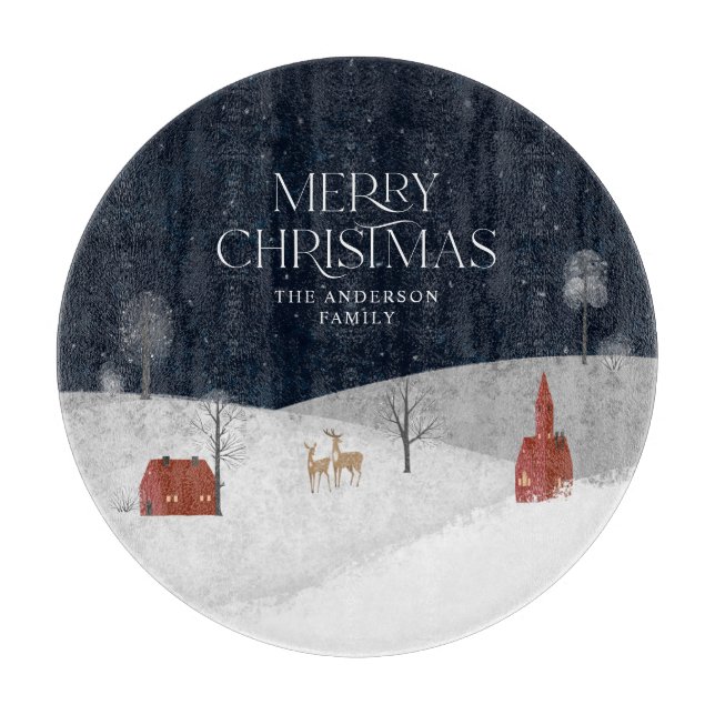 Traditional Rustic Winter decor Christmas gift Cutting Board (Front)