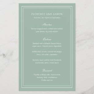 Traditional Sage Green Budget Wedding Menu