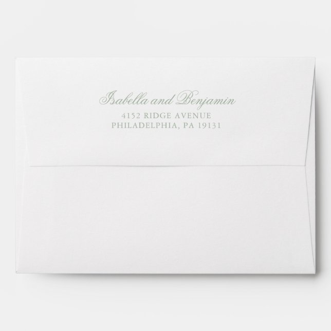 Traditional Sage Green Formal Elegant Wedding Envelope (Back (Top Flap))