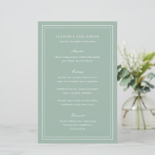 Traditional Sage Green Timeless Wedding Menu