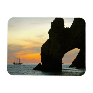 Traditional Sailboat At Sunset,Cabo Rock Arches Magnet
