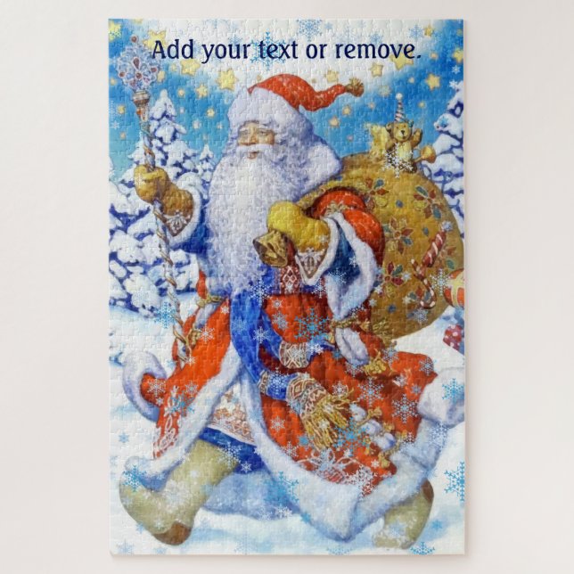 Traditional Santa Christmas postcard message,  Jigsaw Puzzle (Vertical)